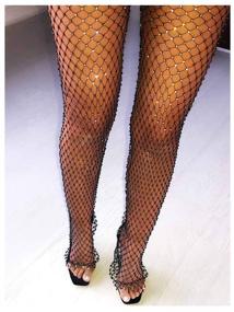 img 4 attached to 💎 Yokawe Mesh Crystal Fishnet Pants: Stunning Rhinestone Rave Bottoms for Women & Girls