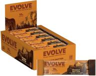 evolve dairy-free peanut butter plant based protein bar, non-gmo, 10g, 12-pack, no artificial flavors, varied packaging logo