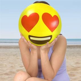 img 1 attached to 🏖️ Fun Emoji Beach Ball Set: Perfect Pool and Birthday Party Gifts for Kids and Teens - 6 Funny Emojis - Choose Your Size!