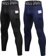 🏋️ lanbaosi mens compression leggings: 2 pack cool dry workout football pants with pockets – perfect gym running tights logo