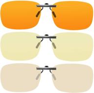 3-pack clip-on blue light glasses: blocks 98.5%, 78%, 50% blue light (420-460nm). clear, lightweight & comfortable. ideal for laptop, desktop, phone & gaming. promotes better sleep, fitness, business & health. logo