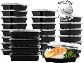 img 3 attached to 🍱 25-Piece Set of Black Snap Pak Rectangular Food Storage Containers