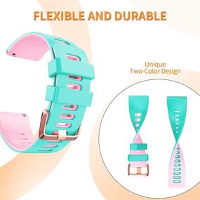 img 3 attached to 👉 Silicone Bands for Fitbit Versa/Versa 2/Versa Lite/Versa Special Watch - Soft Replacement Sport Wristbands for Men and Women in Teal-Pink (Small) by NotoCity