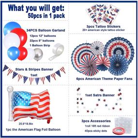 img 3 attached to 🎆 Amazing 4th of July Decorations - Patriotic Red White Blue Party Supplies, Balloon Flags Pennant Garland Tattoo Stickers, Perfect for Labor Veterans Memorial Day American Outdoor Decor