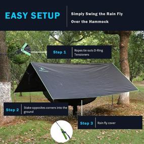 img 3 attached to 🏕️ PYS Hammock Rain Fly - Waterproof Tent Trap for Camping Backpacking Survival Shelter - Premium Lightweight Ripstop Fabric, Fast Set Up with Stakes and Ropes Included - Ideal for Hiking and Travel