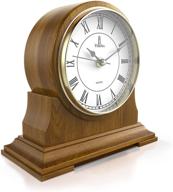 stylish and quiet mantel clock - battery operated wooden design for home décor - perfect living room, office, kitchen, desk, or shelf display - great gift idea! logo