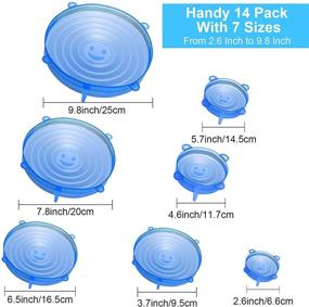 img 3 attached to Premium Reusable Silicone Stretch Lids - 14PCS Set, Flexible Round Bowl Covers for Food Storage, 7 Sizes - Keep Food Fresh, Stretch and Seal Lids by YXYL