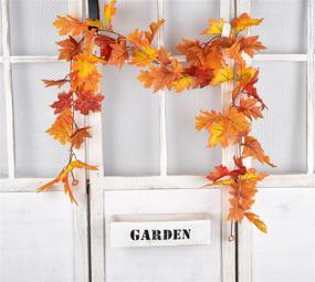 img 2 attached to 🍁 2-Pack Fall Maple Leaf Garland for Fireplace - Artificial Vine with Colorful Leaves for Thanksgiving, Festivals, Dinner Parties