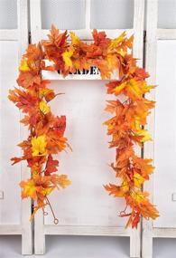 img 3 attached to 🍁 2-Pack Fall Maple Leaf Garland for Fireplace - Artificial Vine with Colorful Leaves for Thanksgiving, Festivals, Dinner Parties