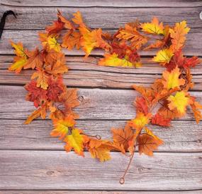 img 1 attached to 🍁 2-Pack Fall Maple Leaf Garland for Fireplace - Artificial Vine with Colorful Leaves for Thanksgiving, Festivals, Dinner Parties