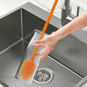 img 3 attached to HOME-X Silicone Bottle Brush: 15-inch Long-Handle Brush for Deep Cleaning Narrow Bottles - Baby Bottle Brush, Orange