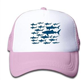 img 1 attached to 🦈 Adjustable Mesh Baseball Trucker Cap for Youth Boys and Girls - Ocean Theme Shark Floral Sea Fish Design