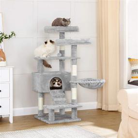 img 2 attached to 🐱 FEANDREA Cat Tree: 55.9" Multi-Level Cat Condo with Scratching Posts, Plush Perches, Basket, and More!