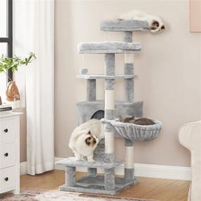 img 3 attached to 🐱 FEANDREA Cat Tree: 55.9" Multi-Level Cat Condo with Scratching Posts, Plush Perches, Basket, and More!