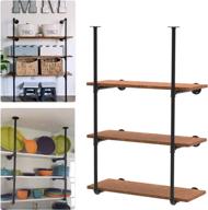 🔩 industrial wall mount iron pipe shelving: rustic farmhouse floating shelf brackets (2 pcs 3 tier) for diy open shelves, bookshelf, storage - office, kitchen (planks not included) logo