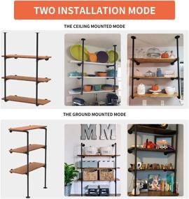 img 3 attached to 🔩 Industrial Wall Mount Iron Pipe Shelving: Rustic Farmhouse Floating Shelf Brackets (2 Pcs 3 Tier) for DIY Open Shelves, Bookshelf, Storage - Office, Kitchen (Planks not Included)