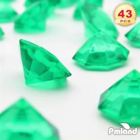 img 3 attached to 💎 PMLAND 40+ Pieces Large Green Acrylic Diamond Crystals Gems- Perfect for Table Scatters, Vase Fillers, Party Decorations, Treasure Hunting, Arts and Crafts