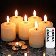 🕯️ genswin waterproof flickering pillar candles 6-pack: remote & timer, battery operated led votives for indoor/outdoor lanterns логотип