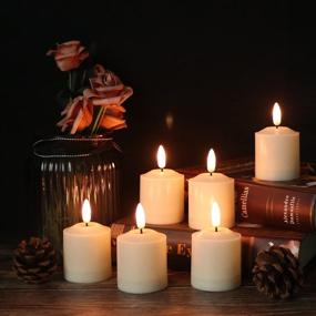 img 2 attached to 🕯️ GenSwin Waterproof Flickering Pillar Candles 6-Pack: Remote & Timer, Battery Operated LED Votives for Indoor/Outdoor Lanterns