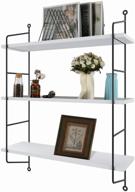 industrial floating wall shelf, 3 tier white bathroom shelves, wall mounted hanging storage rack holder for bedroom logo