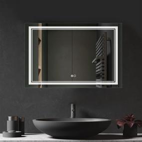 img 3 attached to 🪞 LED Mirror Bathroom Mirror with Lights - NeuType 36 x 24 Inch, Anti-Fog Lighted Vanity Mirror, Wall Mounted Mirror with Touch Switch - Hang Horizontally or Vertically
