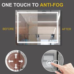 img 2 attached to 🪞 LED Mirror Bathroom Mirror with Lights - NeuType 36 x 24 Inch, Anti-Fog Lighted Vanity Mirror, Wall Mounted Mirror with Touch Switch - Hang Horizontally or Vertically