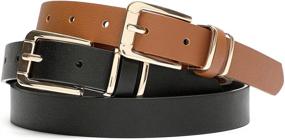 img 4 attached to 👗 Enhance your Style with Earnda Women's Skinny Waist Belts: 2 Pack PU Leather Pin Buckle Thin Belt for Jeans Dress