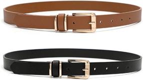 img 1 attached to 👗 Enhance your Style with Earnda Women's Skinny Waist Belts: 2 Pack PU Leather Pin Buckle Thin Belt for Jeans Dress