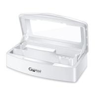 💅 gusnilo nail art tools tray: clear lid white plastic storage box for salon, spa, and manicure equipment logo