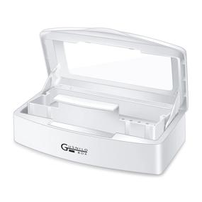 img 4 attached to 💅 Gusnilo Nail Art Tools Tray: Clear Lid White Plastic Storage Box for Salon, Spa, and Manicure Equipment