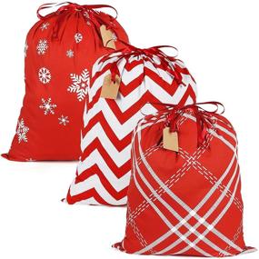 img 4 attached to HRX Package Large Cotton Gift Bags: Reusable 🎁 Christmas Wrapping Sacks for Xmas Presents & Party Favors