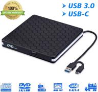 📀 high-speed usb-c & usb 3.0 external dvd drive - portable cd burner/dvd reader writer for laptop/desktop - windows/mac/linux compatible (usb c & 3.0) logo