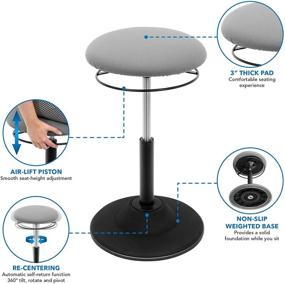 img 1 attached to 🪑 Mount-It! Standing Desk Stool: Ergonomic Sit Stand Chair for Office with Active Balance, 360 Degree Wobble Stool, Padded Seat, Adjustable Height & Non-Slip Base