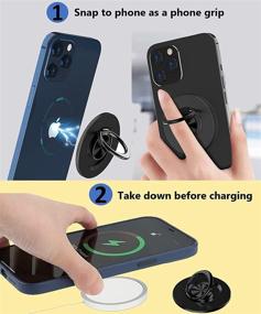 img 2 attached to 📲 Magnetic Ring Holder for iPhone 12/13 Pro/Max/Mini: Magsafe Compatible, Wireless Charging, Detachable Phone Grip (Silver)