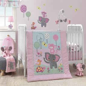 img 4 attached to 🐘 Волшебный розово-белый набор постельного белья Bedtime Originals Twinkle Toes Jungle Elephant из 3 предметов