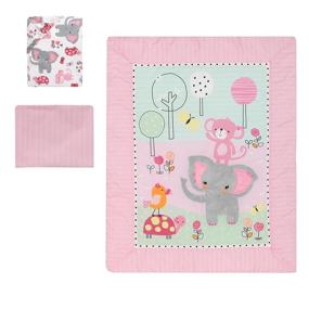 img 3 attached to 🐘 Волшебный розово-белый набор постельного белья Bedtime Originals Twinkle Toes Jungle Elephant из 3 предметов