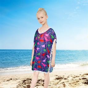 img 3 attached to 🦄 Adorable Kid Girls Chiffon Unicorn Mermaid Cover-up: Must-Have Beach Swimsuit Coverup with Pompom Tassel!