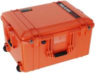 🧳 pelican air 1607 case no foam (2020 edition) - orange with push button latches logo