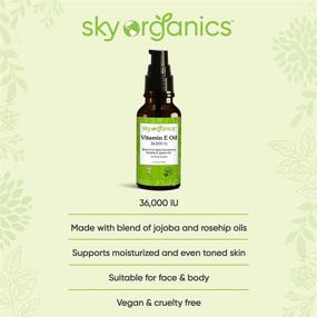 img 2 attached to 💧 Sky Organics Vitamin E Oil 36,000 IU (4oz) | Certified Organic Moisturizing Treatment Oil with Jojoba & Rosehip for Scars & Stretch Marks | Cruelty-Free Face & Skin Serum