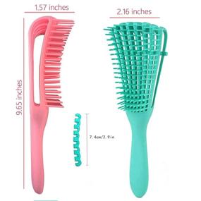 img 3 attached to 🌼 Dual Pack Detangling Brush for Natural Hair - Afro America 3a to 4c Kinky Wavy, Curly, Coily Hair - Easy Detangling Wet or Dry - 2 Color Options