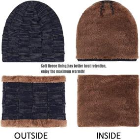 img 3 attached to 🧣 IYEBRAO Winter Beanie Hat Scarf Set: Thick Fleece Lined Knit Ski Hats for Men & Women