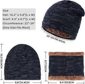 img 2 attached to 🧣 IYEBRAO Winter Beanie Hat Scarf Set: Thick Fleece Lined Knit Ski Hats for Men & Women