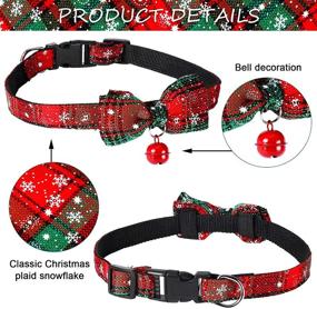 img 1 attached to 🐶 Adorable 4-Piece Christmas Dog Collars and Bandanas Set - Xmas Classic Plaid & Snowflake Design, Pet Costume Accessory for Cats and Dogs