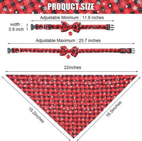 img 3 attached to 🐶 Adorable 4-Piece Christmas Dog Collars and Bandanas Set - Xmas Classic Plaid & Snowflake Design, Pet Costume Accessory for Cats and Dogs