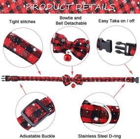 img 2 attached to 🐶 Adorable 4-Piece Christmas Dog Collars and Bandanas Set - Xmas Classic Plaid & Snowflake Design, Pet Costume Accessory for Cats and Dogs