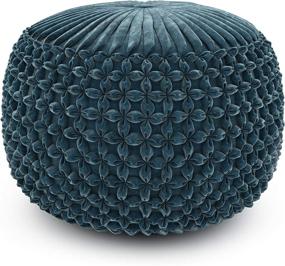 img 3 attached to 🛋️ Sleek Teal SIMPLIHOME Renee Round Poufs - 20 Inch Comfort & Style