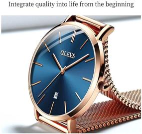 img 2 attached to 🌹 OLEVS Women's Rose Gold Mesh Stainless Steel Watch with Date | Waterproof Thin Wristwatch, Analog Calendar, Easy Read | Available in Gold, Black, White