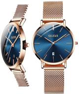 🌹 olevs women's rose gold mesh stainless steel watch with date | waterproof thin wristwatch, analog calendar, easy read | available in gold, black, white logo