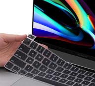 💻 очень тонкий чехол-клавиатура для macbook pro 2020 13 и macbook pro 2019 16 - черная силиконовая накладка с touch bar и touch id логотип