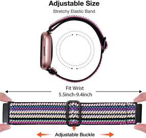 img 1 attached to 📦 4-Pack Adjustable Elastic Bands for Fitbit Versa 2/Versa/Versa Lite, Soft Loop Breathable Stretchy Nylon Fabric Straps, Replacement Wristbands for Versa Smartwatch, Suitable for Women and Men